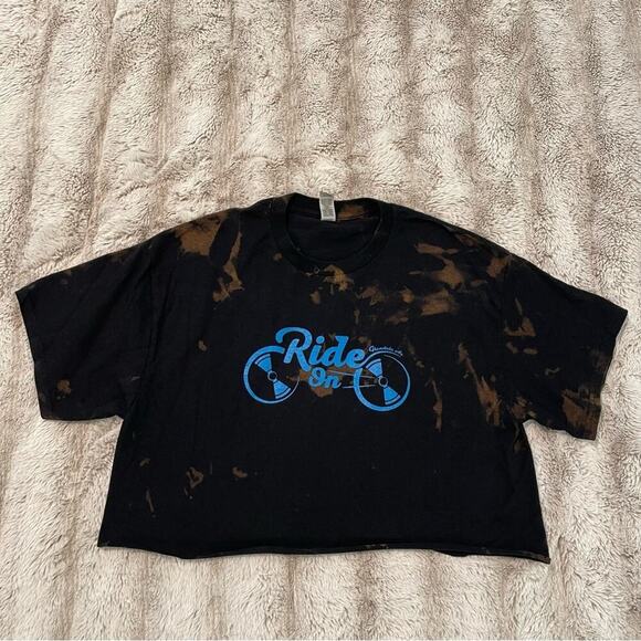 Dick's Sporting Goods Ride On Road Bike Cycling Black Cropped Top - Picture 3 of 4